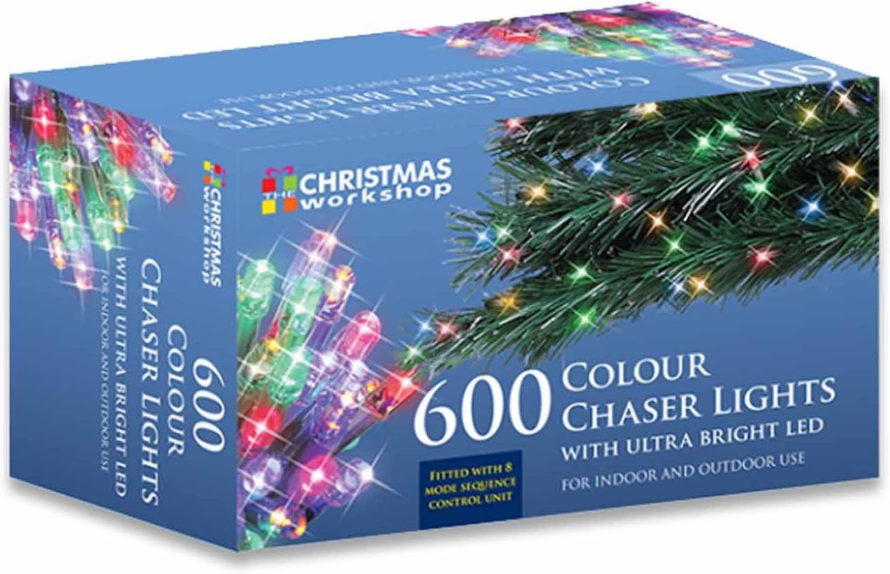 The Christmas Workshop 77570 600 Multi-Coloured LED Chaser Christmas Lights/Indoor or Outdoor Fairy Lights / 41.9 Metres / 8 Light Modes/Great for Christmas Weddings & Gardens - Image 3