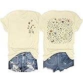 Women's Vintage Floral T Shirt Boho Wildflower Graphic Tee Wildflower Shirt Funny Cotton Loose Fit Cute Tops