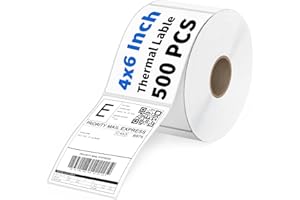 BAGVHANDBAGRO 500 Sheets 4x6 Thermal Labels for Shipping - Strong Adhesive, Water and Oil Proof, Perforated Mailing Labels for Thermal Printer (Pure White)