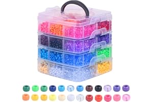 Simetufy 4200Pcs Pony Beads, 24 Colors Kandi Beads Bulk for Bracelets Making Hair Braiding Kandi Friendship Bracelet Craft DIY Jewelry Making Chirstmas Gifts (Boxed)