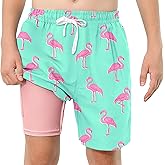 ZenGents Boys Swim Trunks with Compression Liner Swim Shorts Kids Quick Dry Bathing Suit Boxer Brief Swimwear 6-20 Years