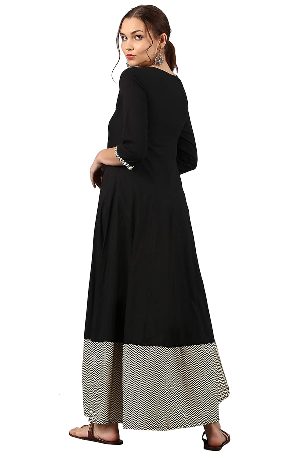 janasya women's cotton anarkali printed gown