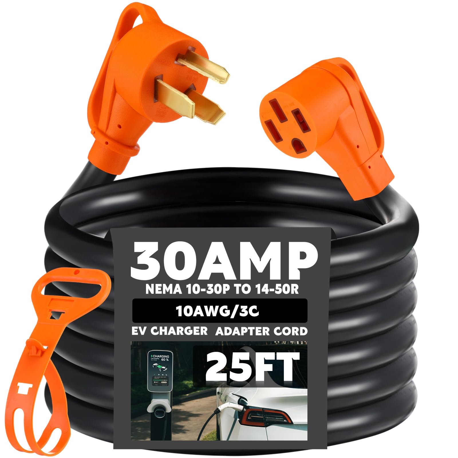 Photo 1 of Xuhal 25 ft EV Charger Adapter Cord Compatible with NEMA 10-30P to 14-50R, 30 Amp Dryer to 50 Amp EV for Level 2 Charging, 4 Prong to 3 Prong Power Extension Cord with Handle, ETL Listed