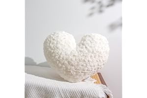 Ailive Cream Heart Pillow 16"*14"– Heart Shaped Plush Cushion, Valentine Gift Decorative Throw Pillow for Bed & Couch