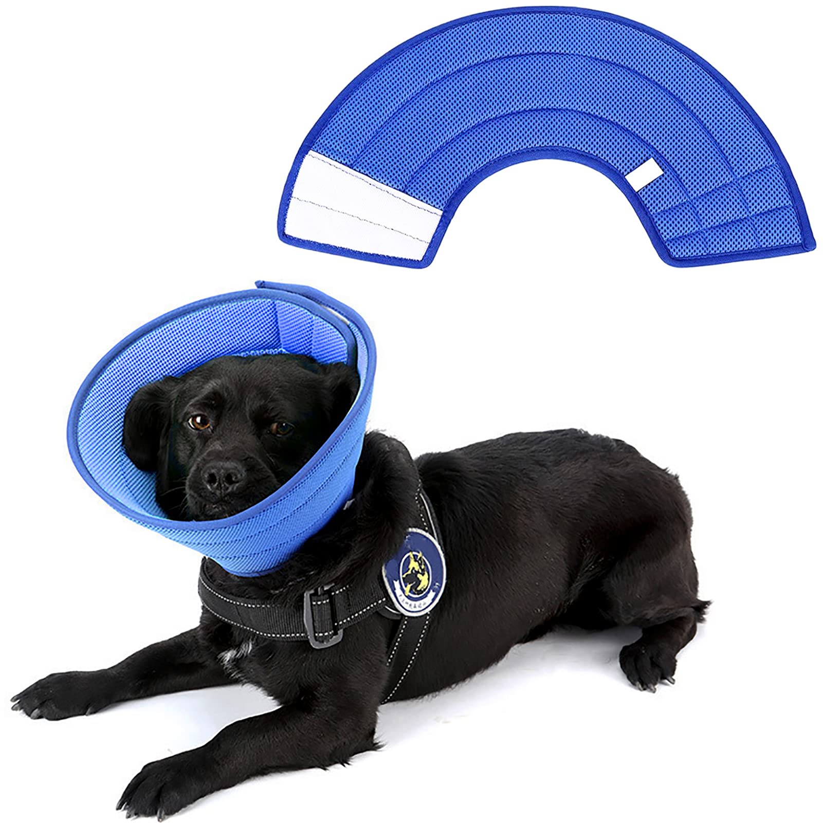 Recovery Collars, Pet Blue Soft Comfy Adjustable E-Collar, Quicker Healing Pet Recovery Cone for Dogs and Cats Post Surgery, Soft Material Washable (Size 6)
