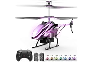 BUSSGO Pink RC Helicopter Remote Control Flying Toy for Girls Indoor Play 7+1 LED Light Modes, 30Mins Flight, Upgraded Gyro Stabilizer, Auto Hover, Auto Rotation, Circle Fly, 3.5 Channel, One Key Start/Land