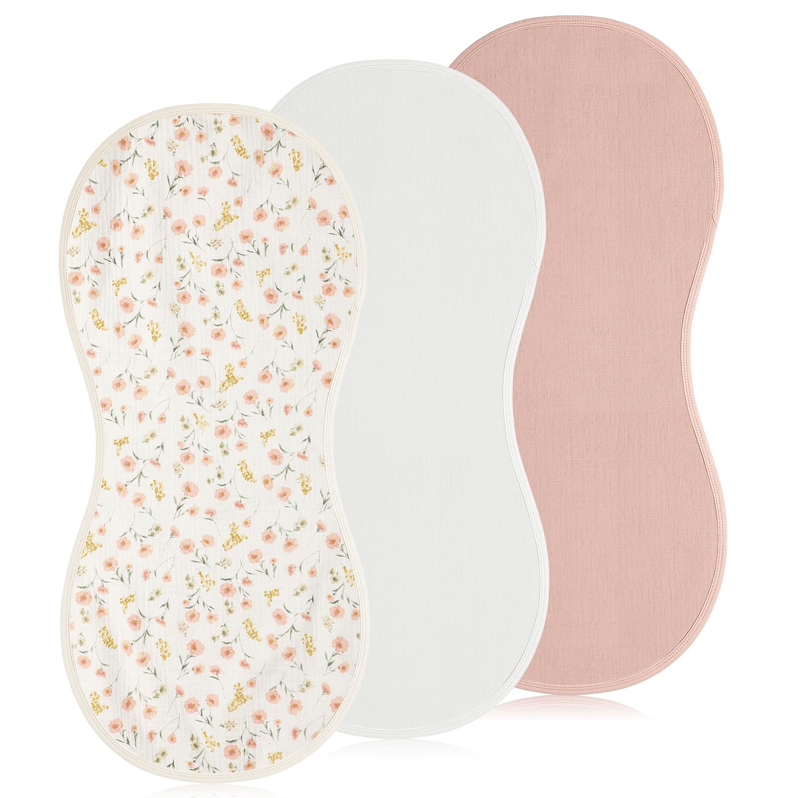 Photo 1 of Hahafelt 3 Pcs Changing Pad Liners Fits in Peanut Shape Changing Pad Waterproof Diaper Mats Organic Cotton Peanut Mats are Warm on a Baby's Back, Washable Reusable(Beautiful Style,Pink)