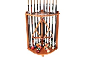 GSE Games & Sports Expert Corner-Style Floor Stand Billiard Pool Cue Racks with Score Counters, Holds Pool Cue Sticks, Balls Set, Ball Racks
