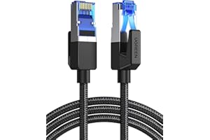 UGREEN Cable Ethernet Cat 8 de 2 m, trenzado de alta velocidad de 40 Gbps, 2,000 MHz, RJ45, blindado, para interiores, cables LAN para PC de juegos, PS5, PS4, PS3, Xbox, módem, router