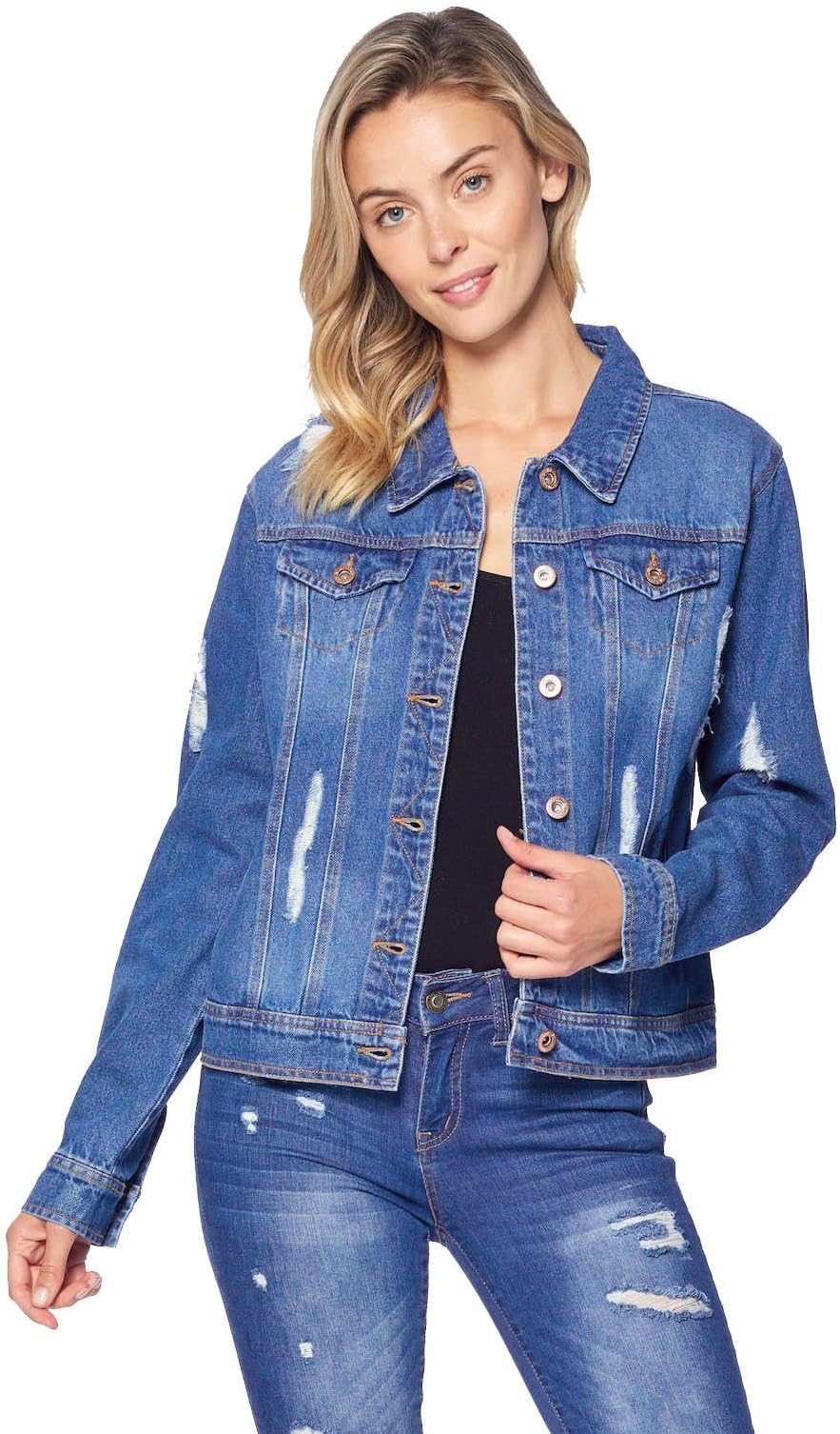 Blue Age Womens Denim Jean Jacket and Sleeveless Vest