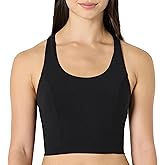 Amazon Essentials Women's Active Total Train Medium Support Gym Workout Racerback Crop Tank with Built-in Bra