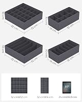 SONGMICS Set of 4 Underwear Drawer Organisers Slate Grey RUS04GY view 5