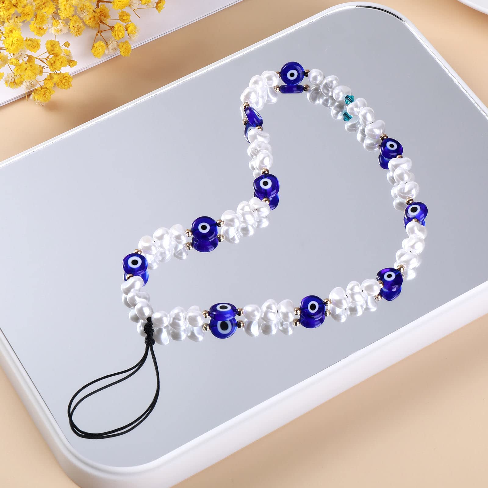 Evil Eye Beaded Phone Charm, Handmade Phone Chain Strap Keychain for Men Women Girls (Set A)