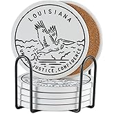 Onebttl Louisiana Gifts Coaster Souvenir, Travel Homesick Gifts, Home Decor for Women, Moving, Housewarming, Set of 6, Ceramic, Absorbent with Cork Base