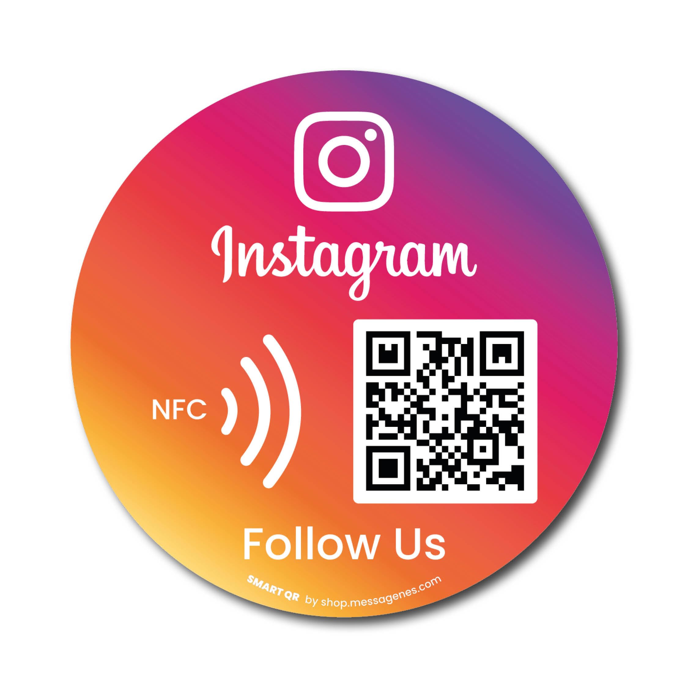 Reusable Followers Tap Sticker for Instagram - 2-Stickers Pack - QR & Tap NFC Sticker - Follow us on Instagram Tap Sticker - iPhone & Android - Boost My Followers Sticker - Set Up at Home | MESSAGENES