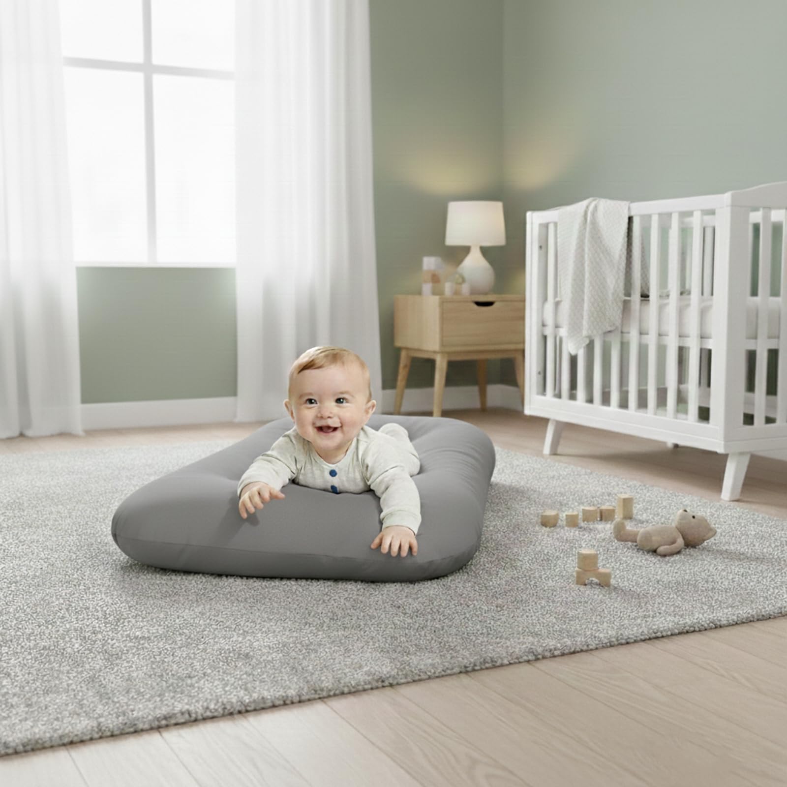 Condition photo showing New/Like New for vervebaby baby lounger 0-24 months,bionic design infant lounger for home and travel with cover,breat