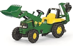 rolly toys John Deere Pedal Tractor with Working Loader and Backhoe Digger, Youth Ages 3+