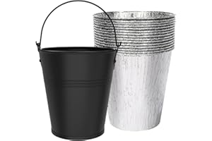 QULIMETAL Drip Bucket and 15-Pack Disposable Foil Liners for Oklahoma Joe's, Traeger, Pit-Boss, Z Grill, Camp Chef, Grill Grease Liner Fits Most Offset Smoker, Rec Tec Pellet Grill Bucket, Black