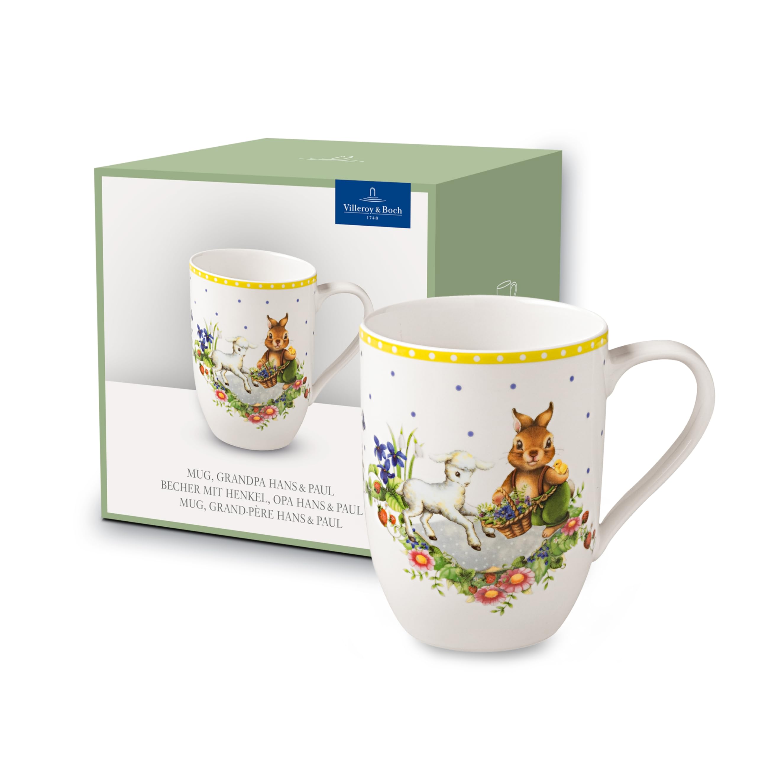 Villeroy & Boch – Spring Awakening Mug, Grandpa Hans & Paul, Cup Yellow-Green, Capacity 280 ml