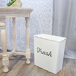 AuldHome White Enamel Trash Can, Rustic Farmhouse