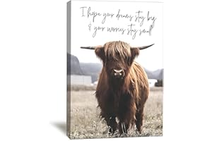 Balgardekor Highland Cow Inspirational Painting Canvas I Hope Your Dreams Stay Big Your Worries Stay Small Modern Canvas Gift Decor Living Room Office Decor (1, Dream, 12 x 16 Inches)