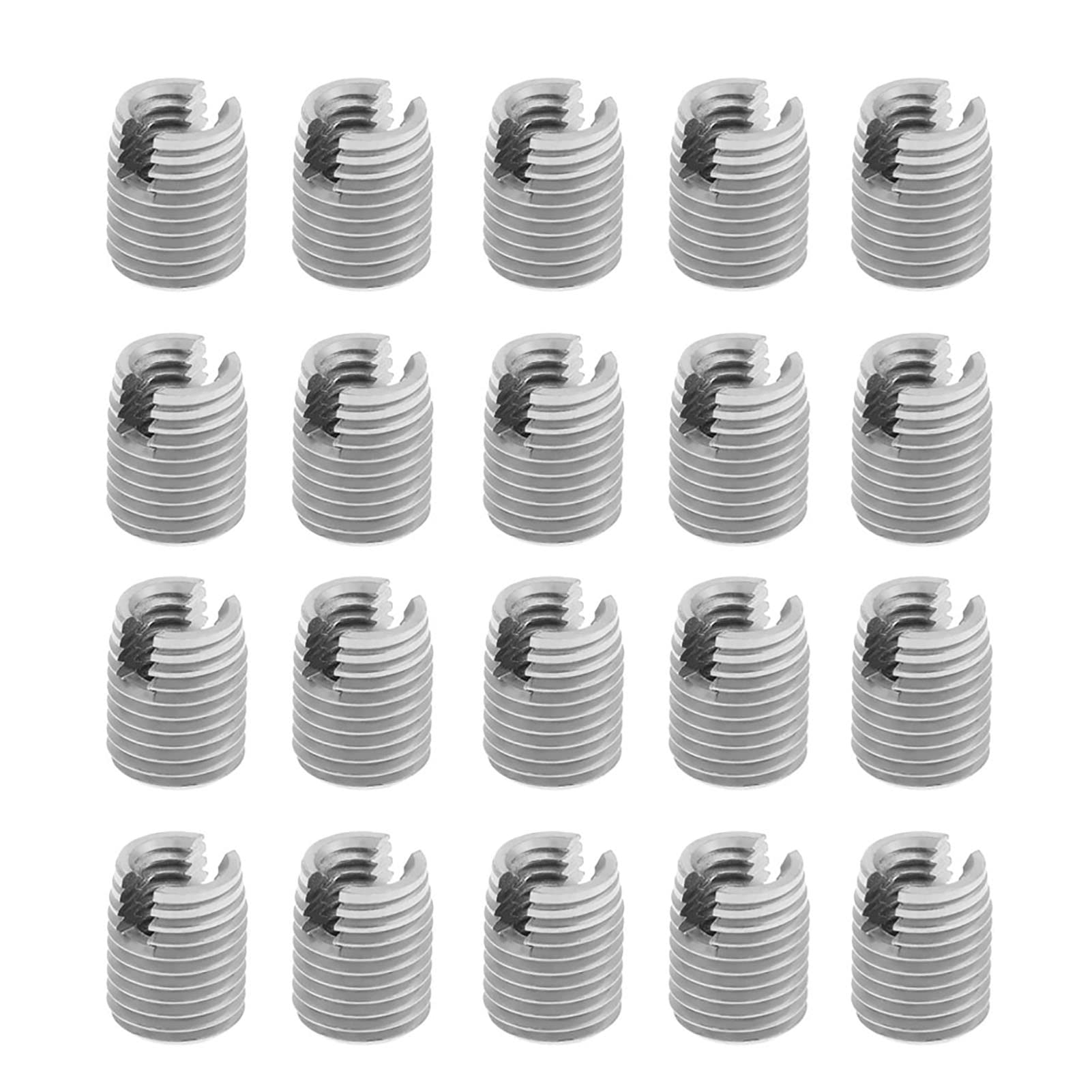 20pcs M4x8mm Metal Self-Tapping Thread Inserts Helical Repair Kit for Aluminum & Cast Iron M6.5 Outer Thread with Installation Guide