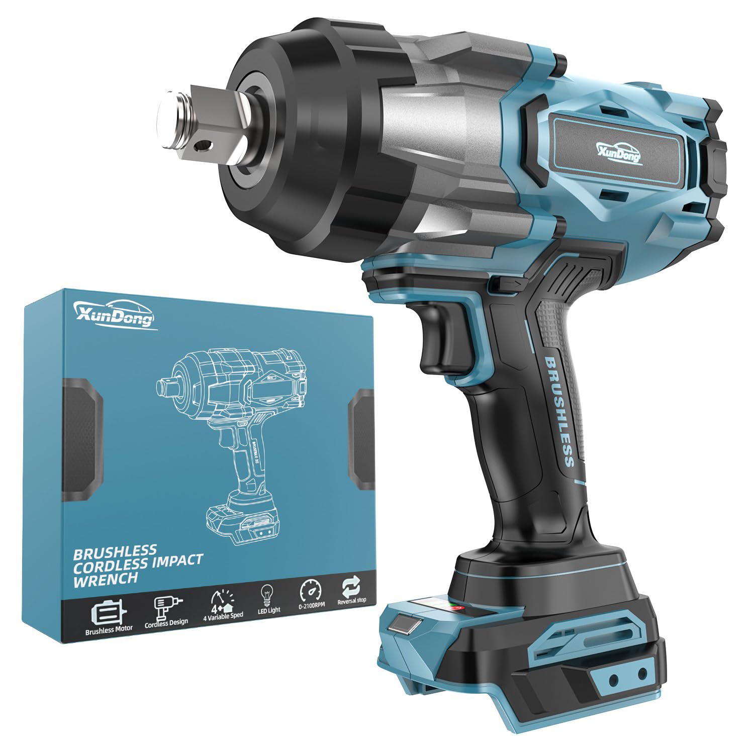 Photo 1 of Cordless Impact Wrench 3/4" Compatible with Makita 18V Battery, 1850Ft-lbs(2500N.m) High Torque Impact Gun Heavy Duty, Brushless Electric Power Impact Driver with 4 Speed Modes & LED Work Light