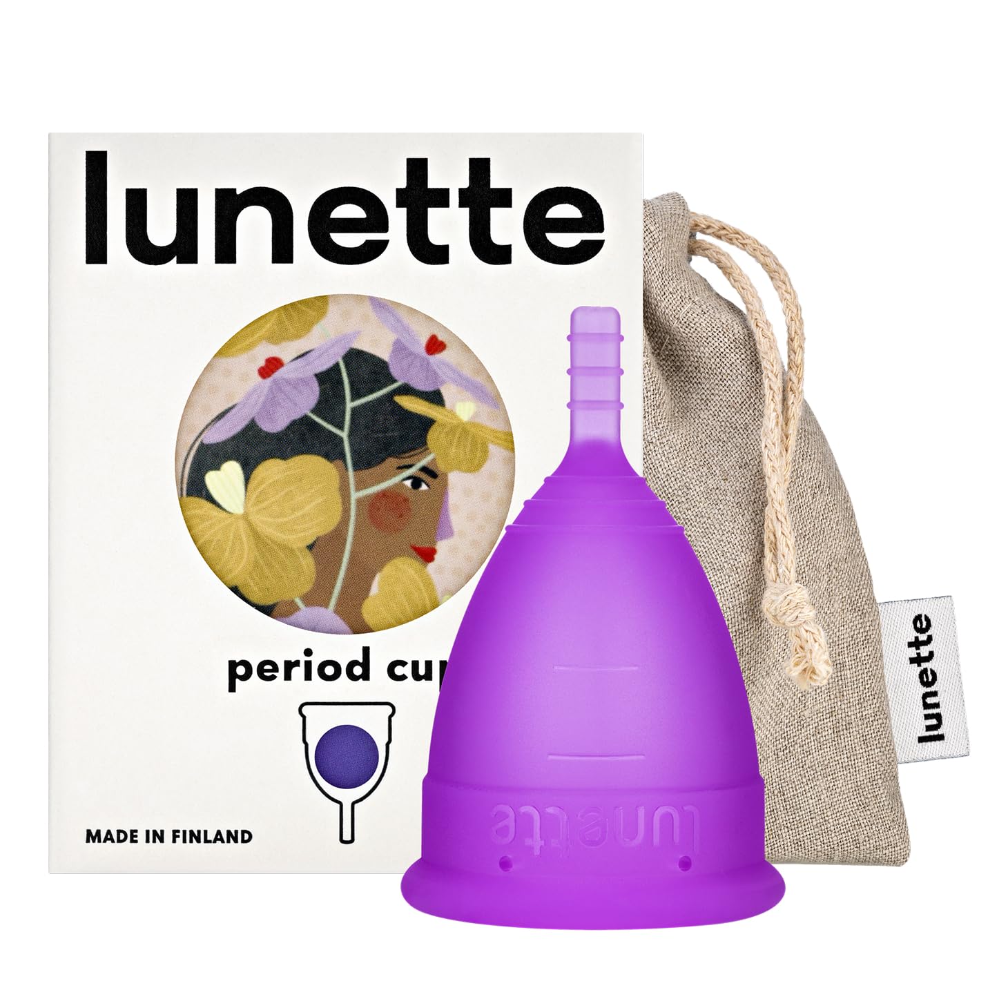 Lunette Menstrual Cup Reusable BPA Free Period Cup with 12-Hour Leak Free Comfort - Soft 100% Medical-Grade Silicone - Eco-Friendly Pad & Tampon Alternative – Vegan - Made in Finland - Size 2 Violet