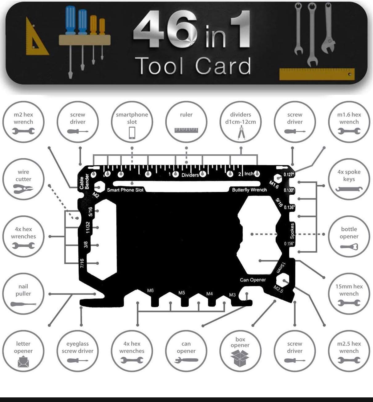 Multi Tool Card Size with Case Gadget Wallet Set 46 in 1 Pocket kit