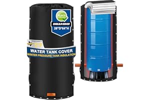 Cholila Cover Snap Round Water Pressure Tank Cover - (5°F) 28"Dia x 64"H Water Tank Insulated Cover - 3-Way Opening Water Pressure Tank Cover for Outdoor Winter Freeze Protection Black