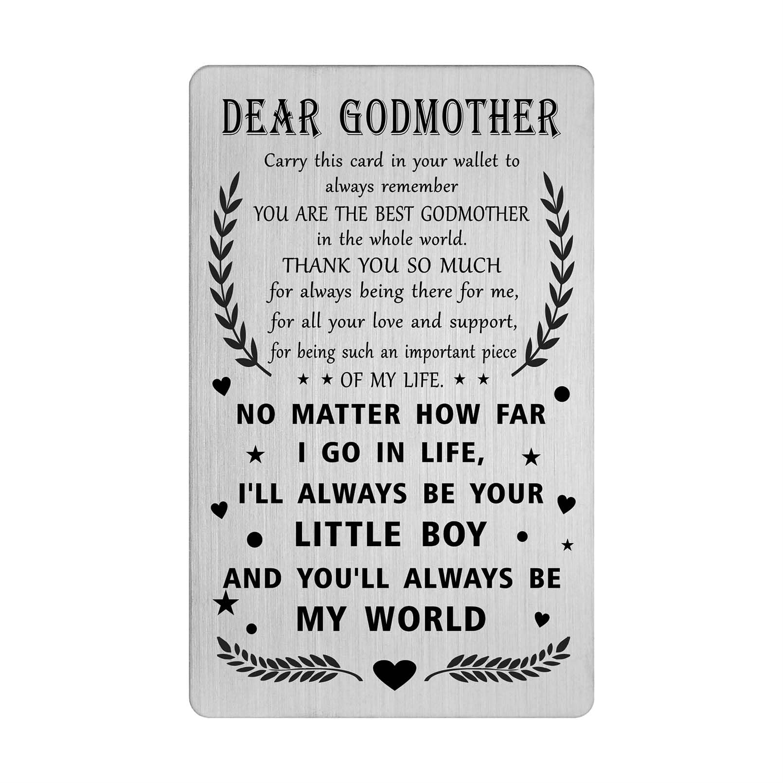 Mothers Day Card for Godmother from Godson - Great Godmother Wallet Card - I Love You Godmother Gifts from Godson