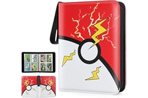 Hyywxcy Trading Card Binder, 4 Pocket 400 Cards Holder with 50 Removable Sleeves Display Storage Collector Album Compatible with Pokemon Cards Football TCG Game Sports Cards Red