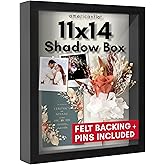 Americanflat 11x14 Shadow Box Frame with Shatter-Resistant Glass - Silhouette Collection - Large Shadow Box Display Case for 