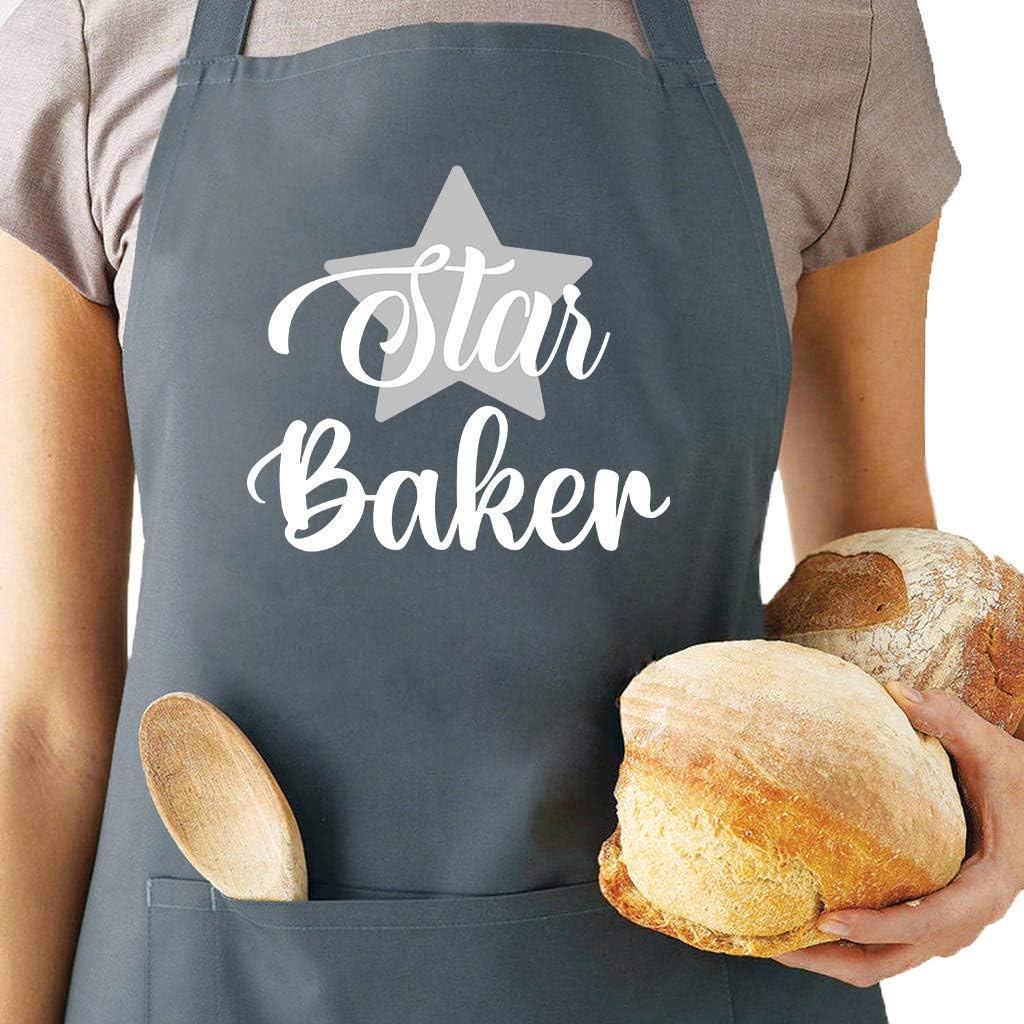 Saukore Star Baker Apron for Women and Men Funny Baking Gifts for Bakers Kitchen Cooking Apron with 2 Pockets
