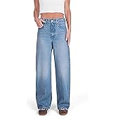 CAKE THE LABEL Women High Rise Loose Straight Jeans Wide Leg Pants (Super Light Blue)
