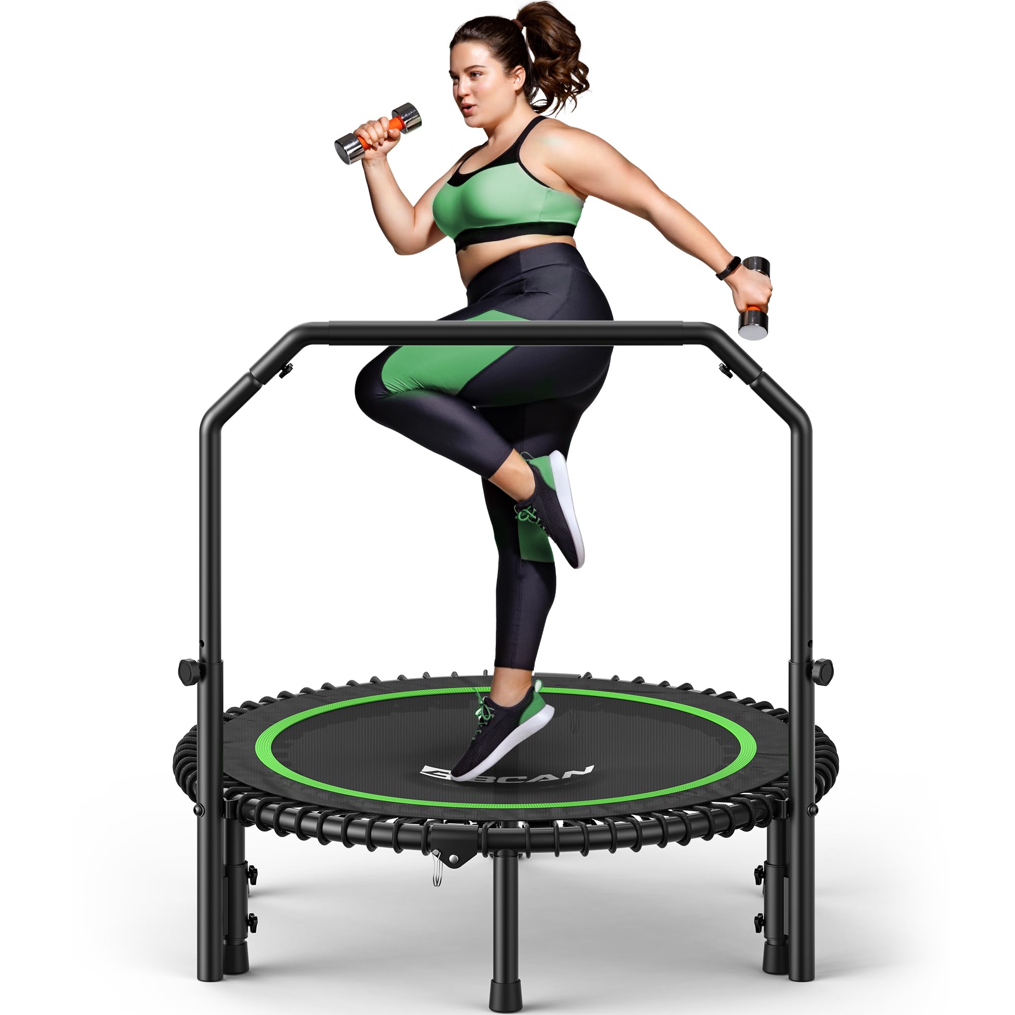 Photo 1 of
***Factory seal***
BCAN BT2 450/550LBS Mini Rebounder Trampoline for Adults with Bar, Fitness Trampoline with Bungees, Adjustable Handle, Stable & Quiet, Indoor Outdoor, Whole-Body Workout & Relaxation at Home-40IN-GRN