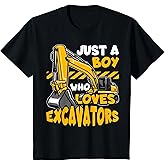 Kids Construction Vehicle Just A Boy Who Loves Excavators T-Shirt