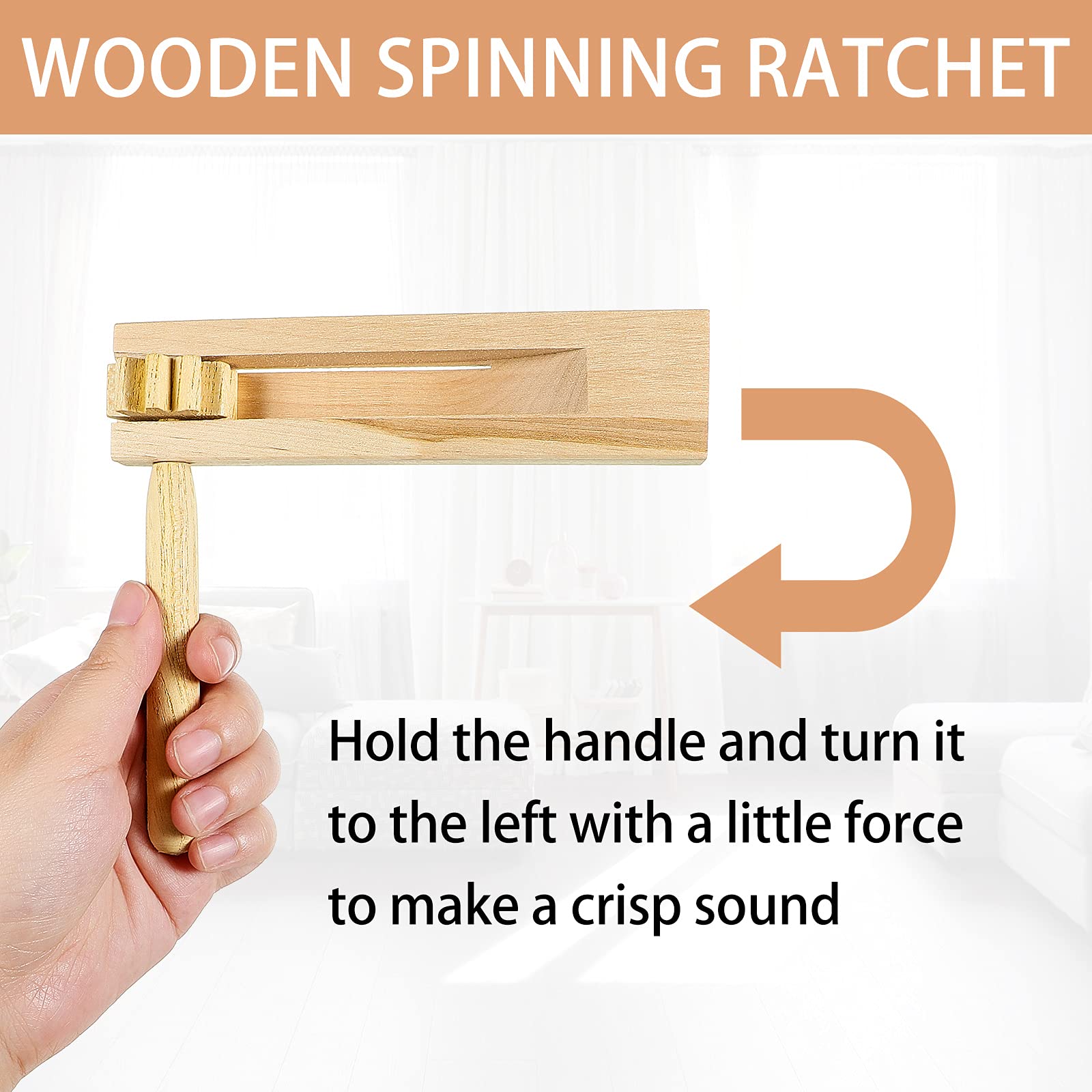4 Pieces Mexicanas Noise Ratchet Wooden Spinning Ratchet Noise Maker Spinning Rattle Ratchet Wood Traditional Toy for Birthday Present, Party Favor, Sports Events and Christmas Celebrations