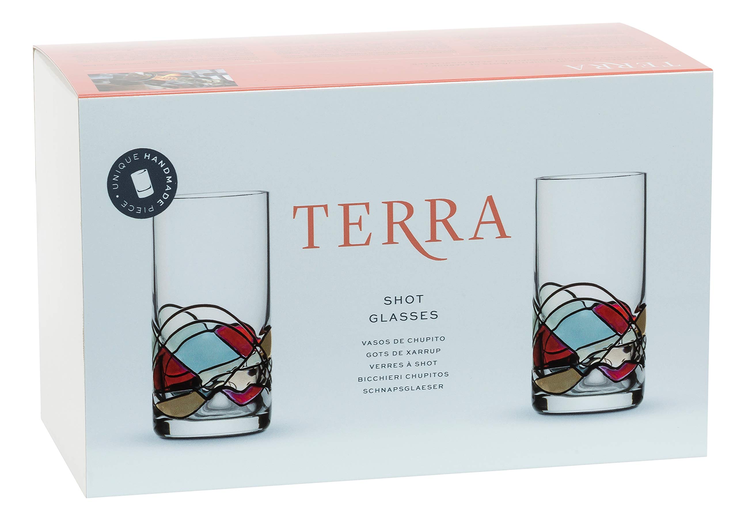 ART ESCUDELLERS Shot Glasses set, inspired by GAUDÍ style. Handmade and Handpainted for parties made by artists - Collection TERRA