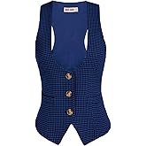 GRACE KARIN Women's Suit Vest Top, Dressy Casual Sleeveless Button Wasitcoat, Fromal Steampunk Blazer For Work Office