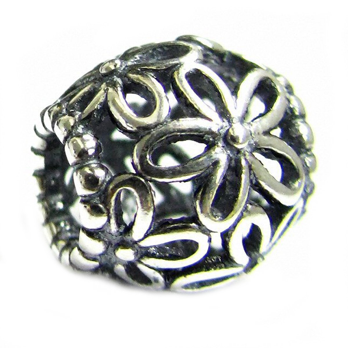 Queenberry Sterling Silver Filigree Blossom Flower European Bead Charm