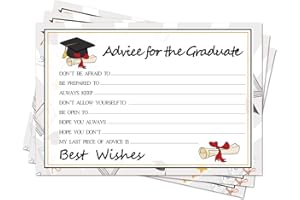 FIBEVON Graduation Wish Cards - 50PCs High School or College Graduation Advice Cards Supplies 2025 Decorations Grad Celebration Party Supplies for High School/College/Senior School