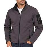 Jeep Mens Softshell Jacket Fleece Lined Water Resistant Windbreaker Coat | Lightweight Wind Resistant Soft Shell, Mechanical Stretch, Zip Up, Zip Pockets, Sleeve Pocket, Work, Golf, Spring, Fall