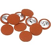 HARFINGTON 10pcs 40L Fabric Cloth Covered Button 25mm Round Holes Metal Shank Sewing Buttons for Suits Dress Blouses, Orange