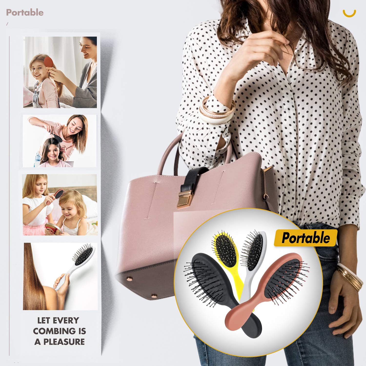 Parabirds Hair Brush for Boys Girls,Wet Dry Brush Hair Brush for Men Women Kids,Small Brush Comb, Mini Travel Detangler Massage Beauty for All Hair Types