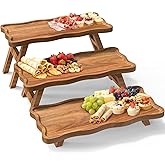Acacia Wood 3 Tier Cupcake Stand, Serving Tray for Party, Foldable Dessert Table Display Set, Tiered Tray Decor for Party, Birthday, Wedding, Christmas