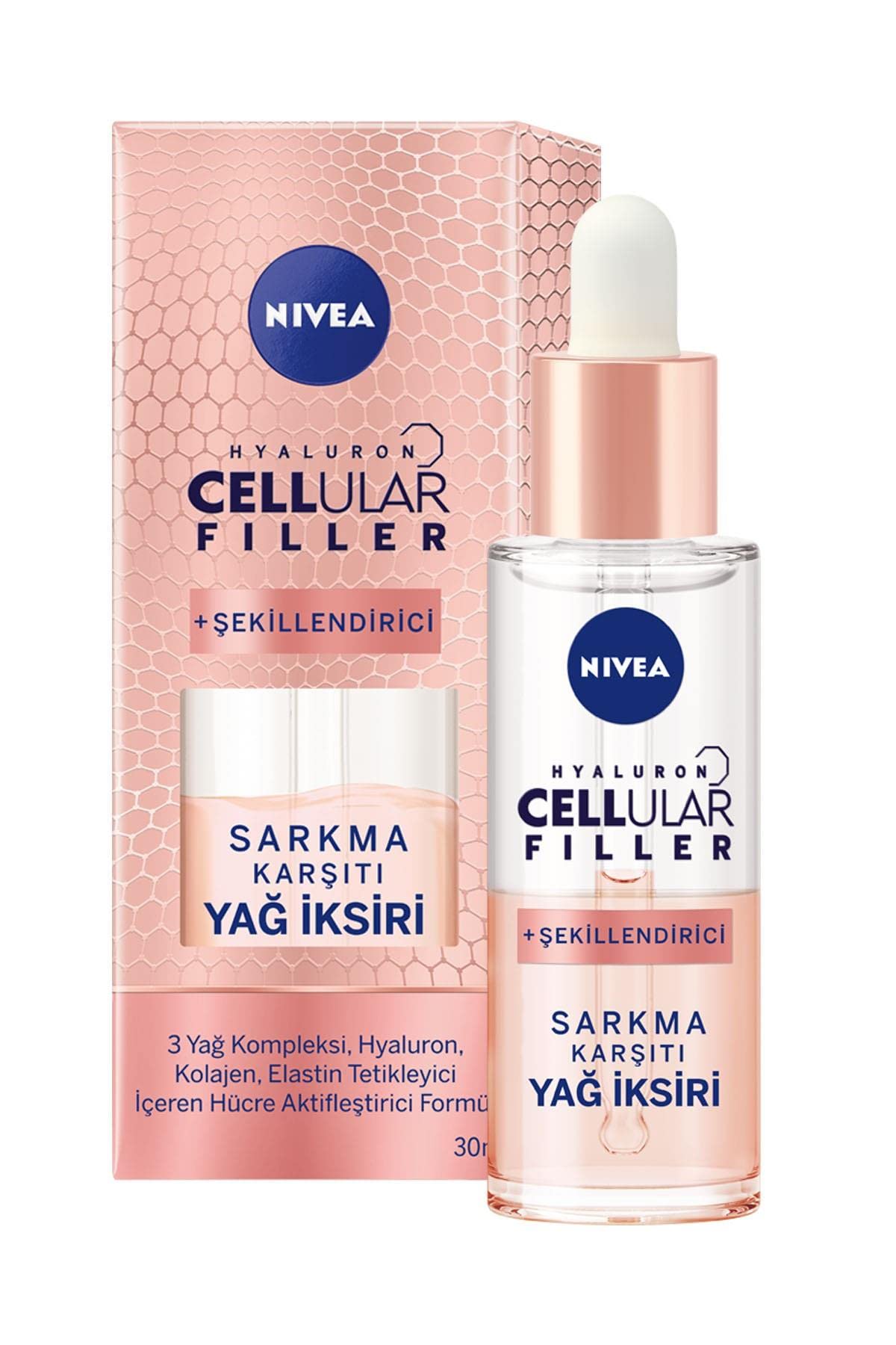 NIVEA Cellular Nourishing Oil Elixir - Anti-Ageing Beauty Award Winner 2019 - Hyaluronic Cellular Filler in 1 Pack (1 x 30 ml), Anti-Wrinkle Face Oil, Moisturising Face Care