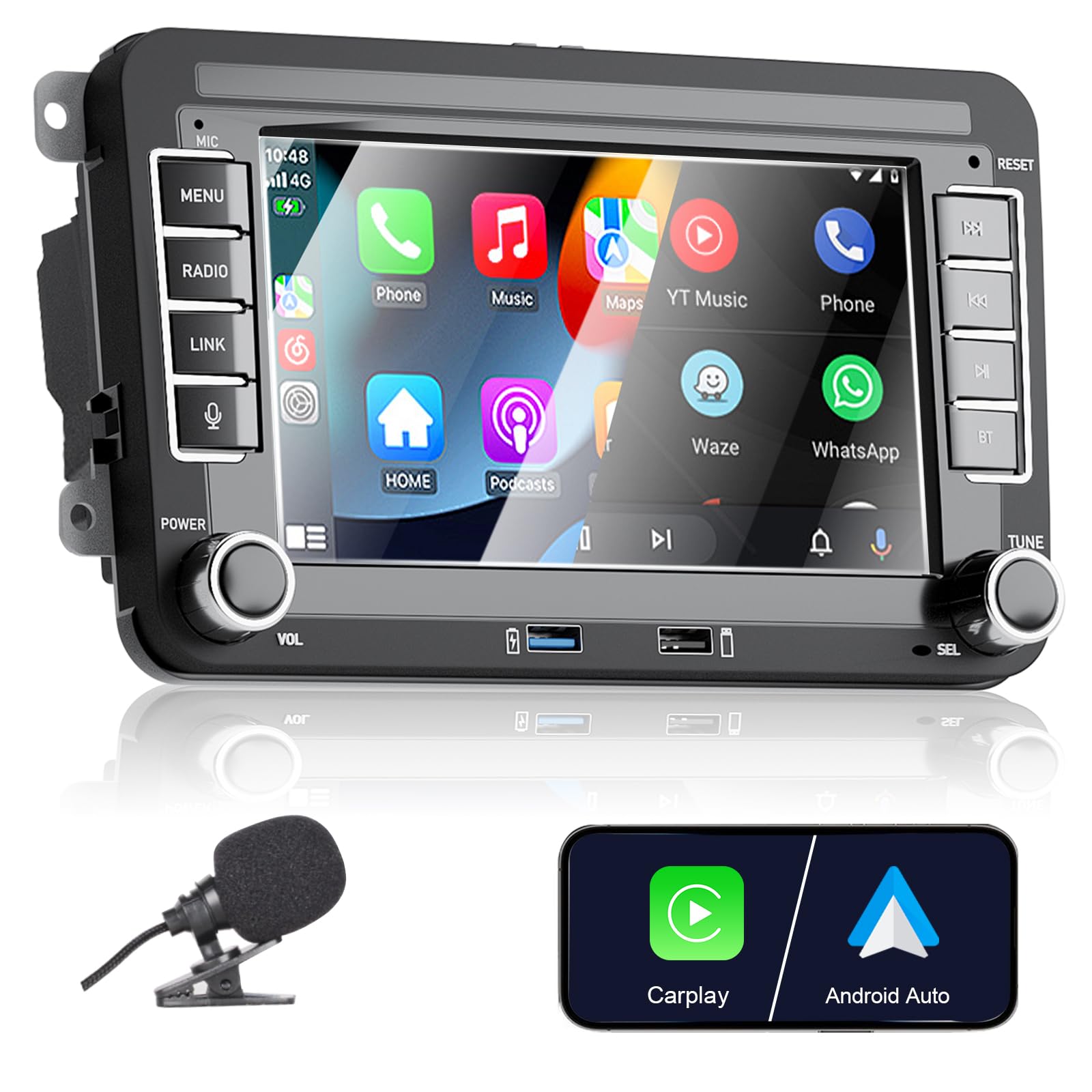 Photo 1 of [Upgrade] Liulbobu Wireless Carplay Car Radio for VW Passat Golf 5 6 Polo MK5 T5 Skoda Jetta Caddy EOS Touran Android Auto, 7 inch Bluetooth Double din Car Stereo for/FM/AM/USB/RDS/High Power