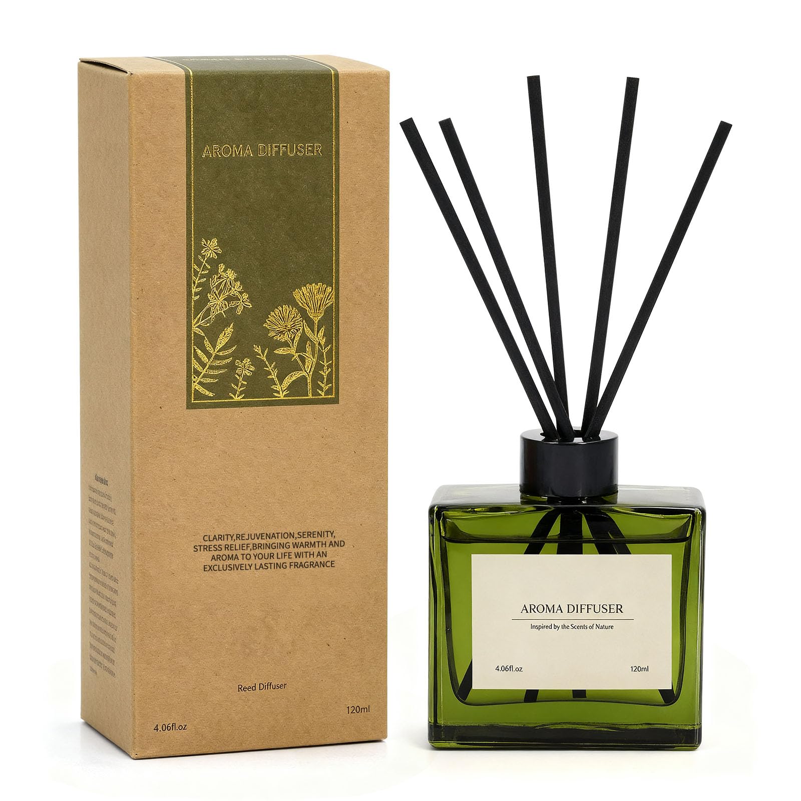Photo 1 of GAGINGOOLD Reed Diffuser, 4 oz Earthy Sandalwood Scent Diffuser with 7 Sticks, Long Lasting Reed diffusers for Home, Elegant Fragrance for Bathroom Bedroom Office Decor, Air Fresh