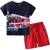 BIBNice Toddler Boy Clothes Kids Summer Cotton Outfits Shirt Short Sets Size 2-7